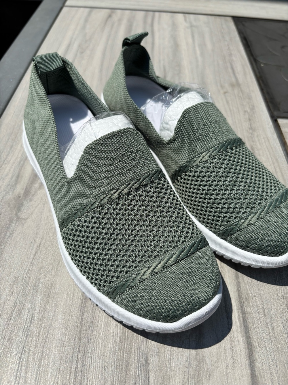 Women’s Slip-On Knit Sneaker style shoe in Sage Green
